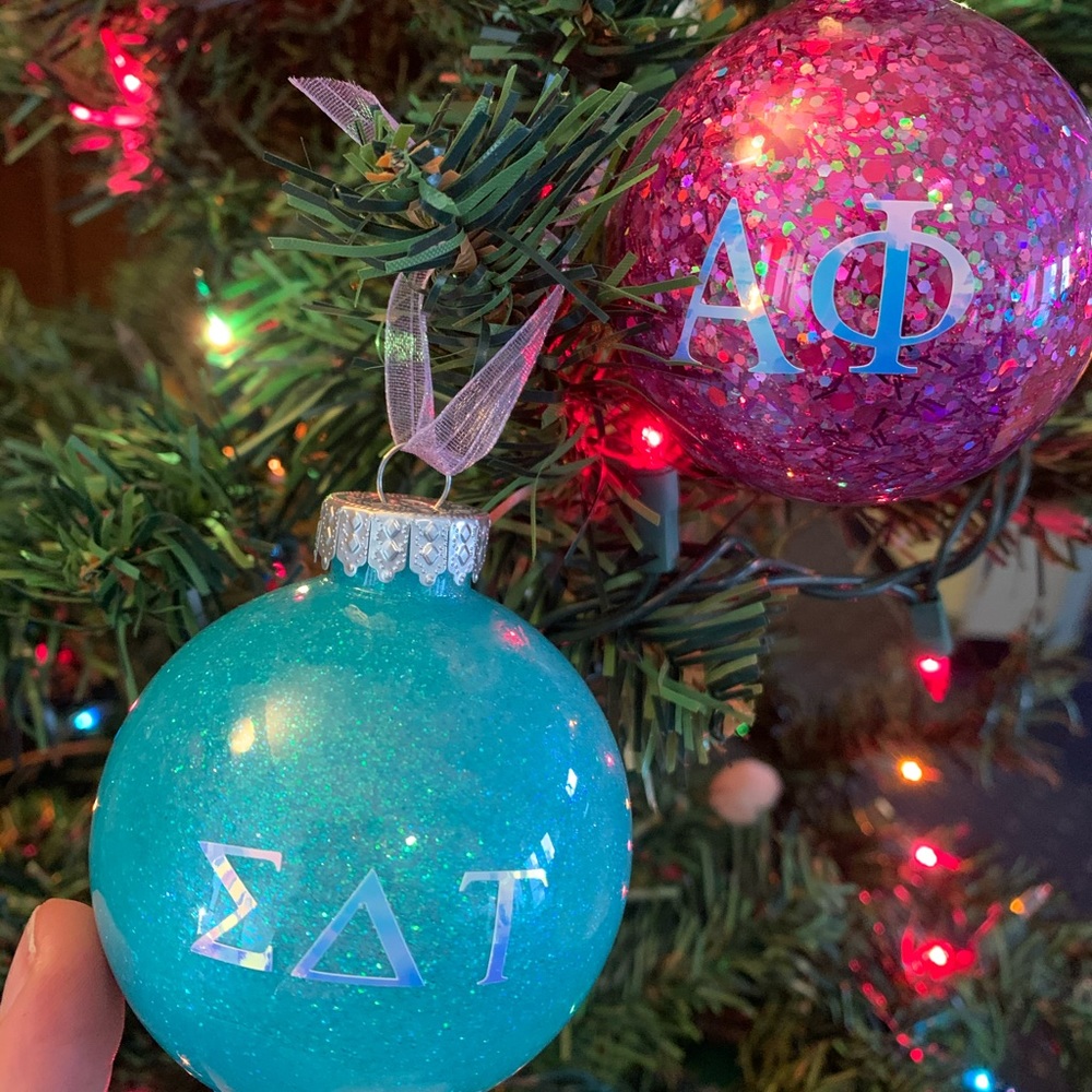 Custom Sorority glitter iridescent ornament sigma